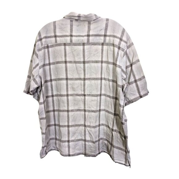 George Shirt Linen Blend Shirt Men Size XL Beige Check Short Sleeve Button Front - Picture 2 of 3
